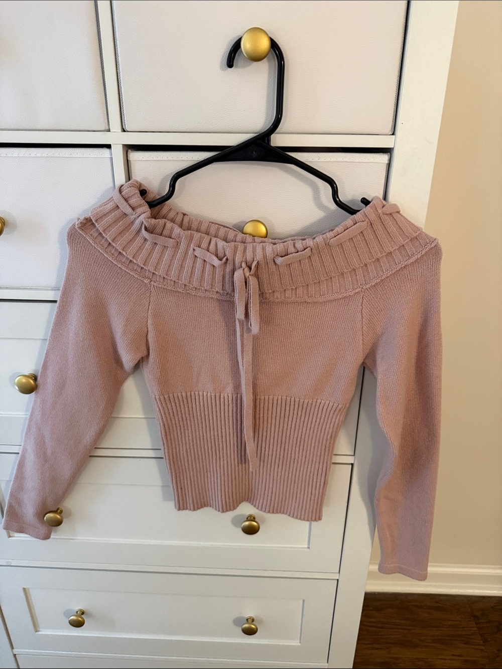 Altar'd State Blush Pink Off-the-Shoulder Tie-Waist Sweater